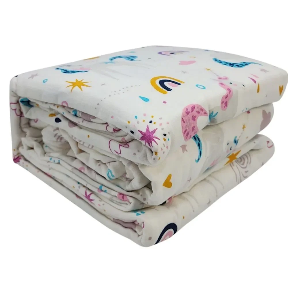 BIBB Home‎ Twin Size Cotton Flannel Sheet Set 3pc Multicolor Unicorns Pattern
